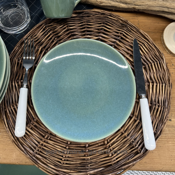 ASSIETTE DESSERT DIAMETRE 21CM DE COULEUR VERT D EAU /